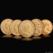 Investiční startovací sada zlatých historických mincí-5 kusů