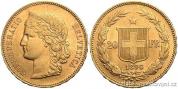 Zlatá mince švýcarský dvacetifrank-Helvetica 1896