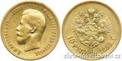Investiční zlatá mince ruský Desetirubl-car Nikolaj II.