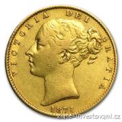 Investiční zlatá mince  britský Sovereign - Victoria první portrét (typ štít)