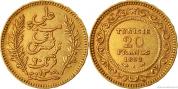 Zlatá mince tuniský Dvacetifrank