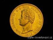 Zlatá mince král Carlo Alberto-Sardinie 100 lira 1832-1842