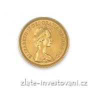 Investiční zlatá mince britský půl Sovereign-Alžběta1957