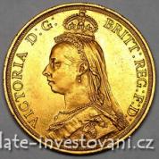 Zlatá mince britská Pětilibra-Victoria 1887