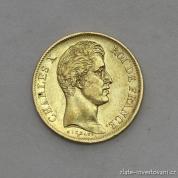 Zlatá mince francouzský čtyřicetifrank Charles X. (1824-1830)