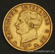 Zlatá mince  italská čtyřicetilira-Napoleon 1804-1814
